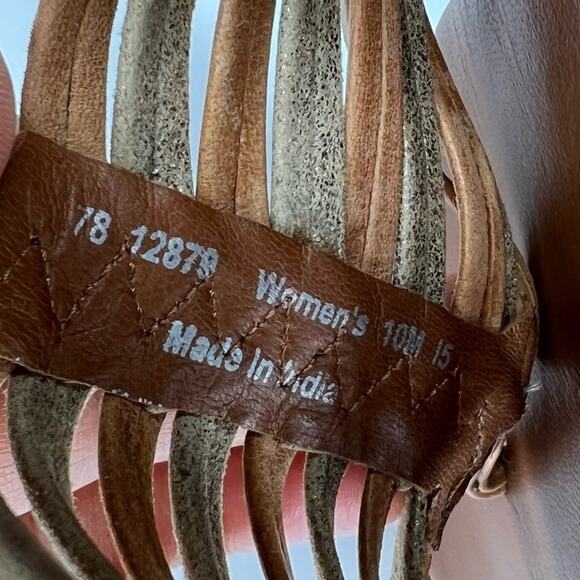 Johnston & Murphy tan gold sueded leather braided slip on toe loop sandals 10 - Picture 9 of 11